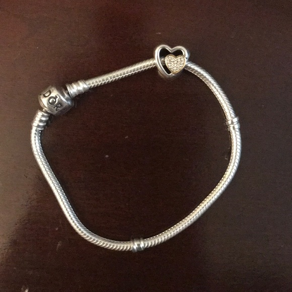 Pandora Jewelry - Pandora Bracelet with heart charm